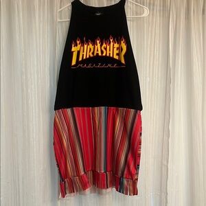 Thrasher Logo Dress with Vibrant Stripes